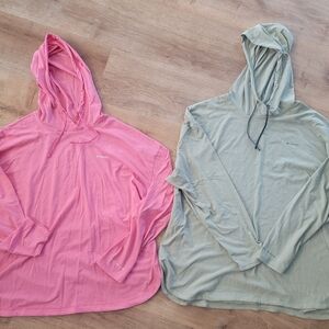 Columbia Pink And Green Hooded Shirts (Sold Together)